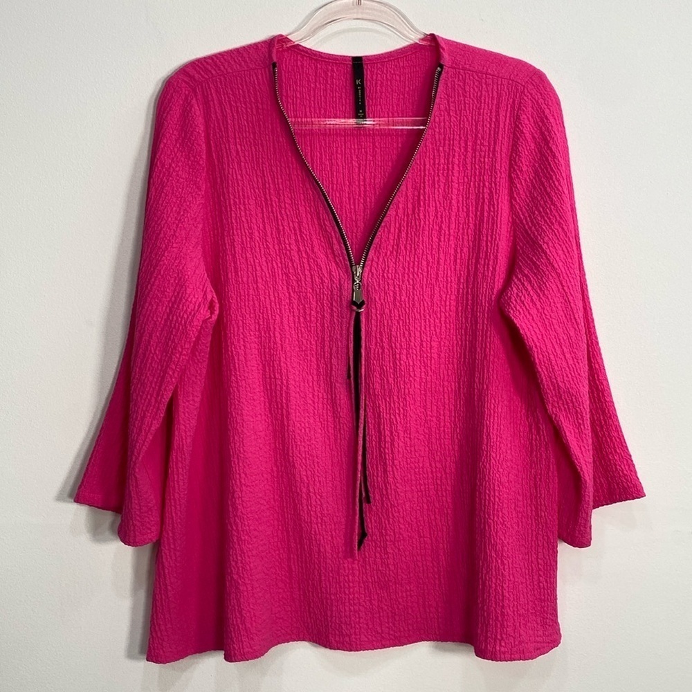 IC by Connie Crinkle Blouse Women's Medium Pink